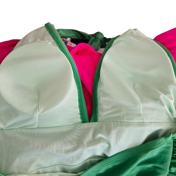 Cupshe Green Halter Neck Ruched One-Piece Slimming Swimsuit Medium Fully Lined - Picture 6 of 9